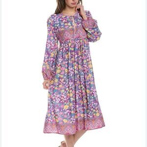 Walker & Wade Jenny pink floral long sleeve dress small